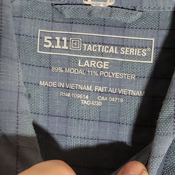 5.11 TACTICAL BLUE GREEN PLAID SHORT SLEEVE BUTTON-UP SNAP SHIRT - Picture 4 of 6